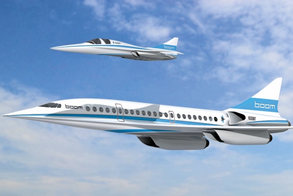 Сверхзвуковой 55-местный самолет Boom Supersonic и его масштабный демонстратор XB-1 (рисунок). Фото: Boom Technology