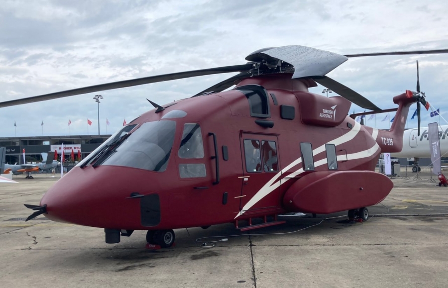 Полноразмерный макет вертолета Т925 на авиасалоне в Ле-Бурже, июнь 2023 г. Кадр из ролика агентства Анадолу